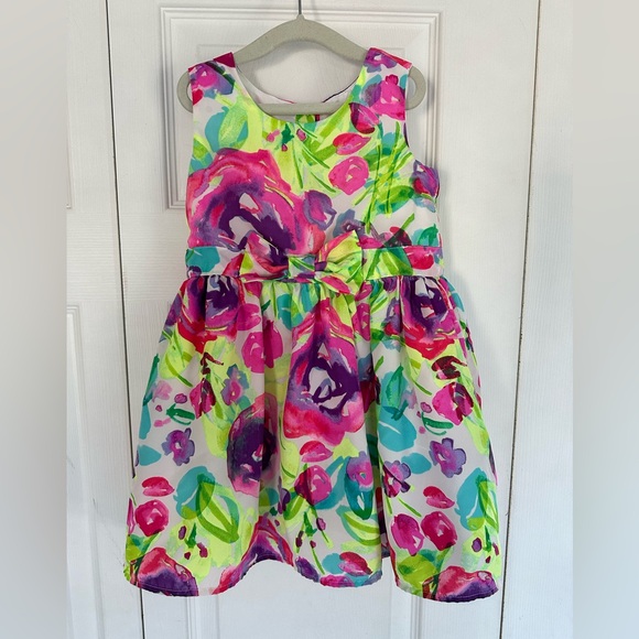 The Children’s Place Neon Floral Girls Party Dress Spring Flowers 3T Toddler - Picture 2 of 11